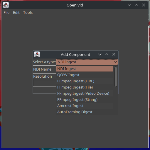 Add Component dialog